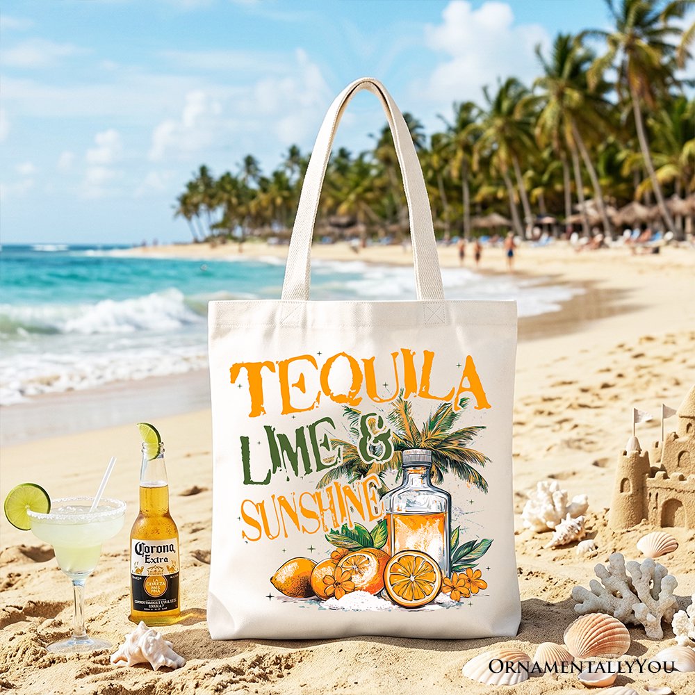 Tequila Lime & Sunshine Tote Bag, Trendy Summer Drinking Gift Shopper