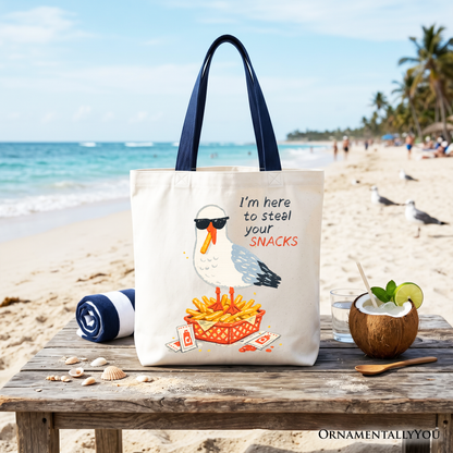 I'm Here To Steal Your Snacks Seagull Tote Bag, Funny Summer Beach Gift Shopper