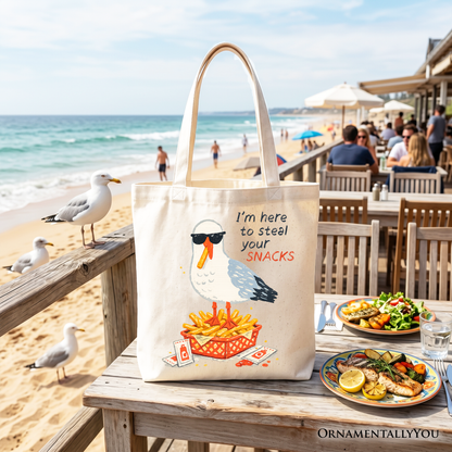 I'm Here To Steal Your Snacks Seagull Tote Bag, Funny Summer Beach Gift Shopper