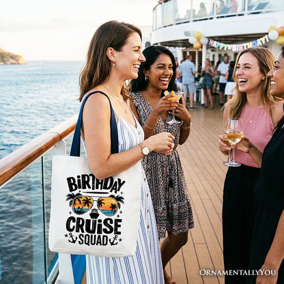 Birthday Cruise Squad Tote Bag, Tropical Vacation Cruise Trip Gift Shopper