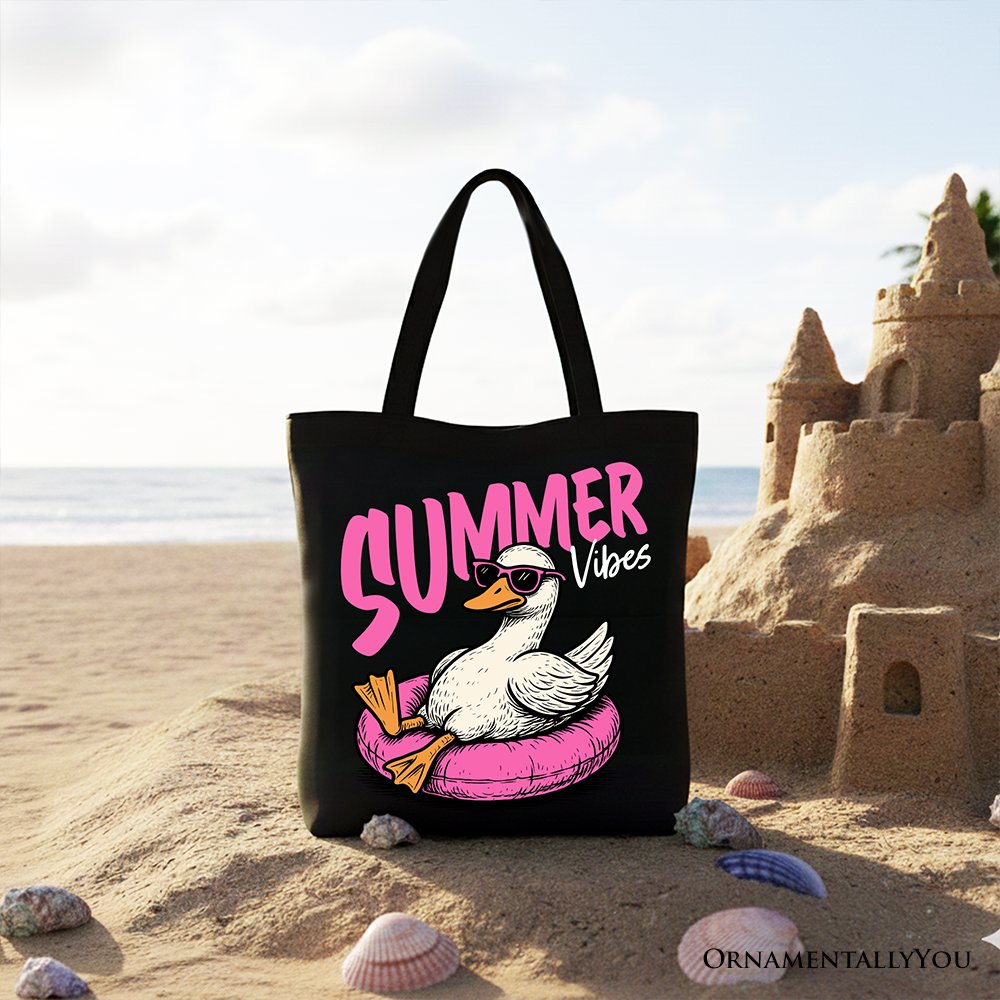 Summer Vibes Goose Tote Bag, Funny Beach Vacation Gift Shopper