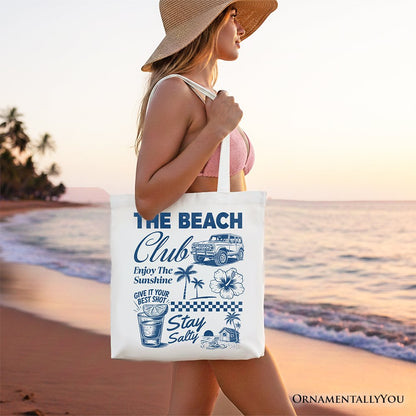 Vintage Coastal Summer Vacation Tote Bag, The Beach Club Stay Salty Gift Shopper