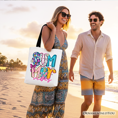 Summer Vibes Retro Floral Tote Bag, Coastal Beach Gift Shopper