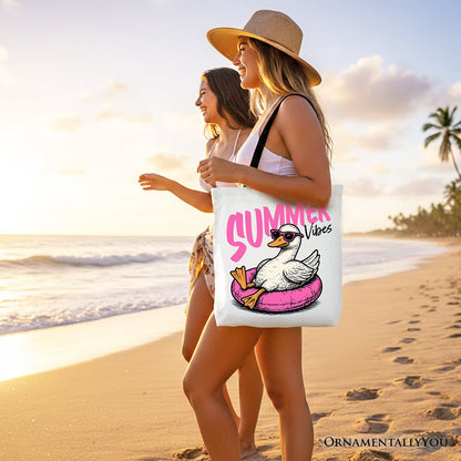 Summer Vibes Goose Tote Bag, Funny Beach Vacation Gift Shopper