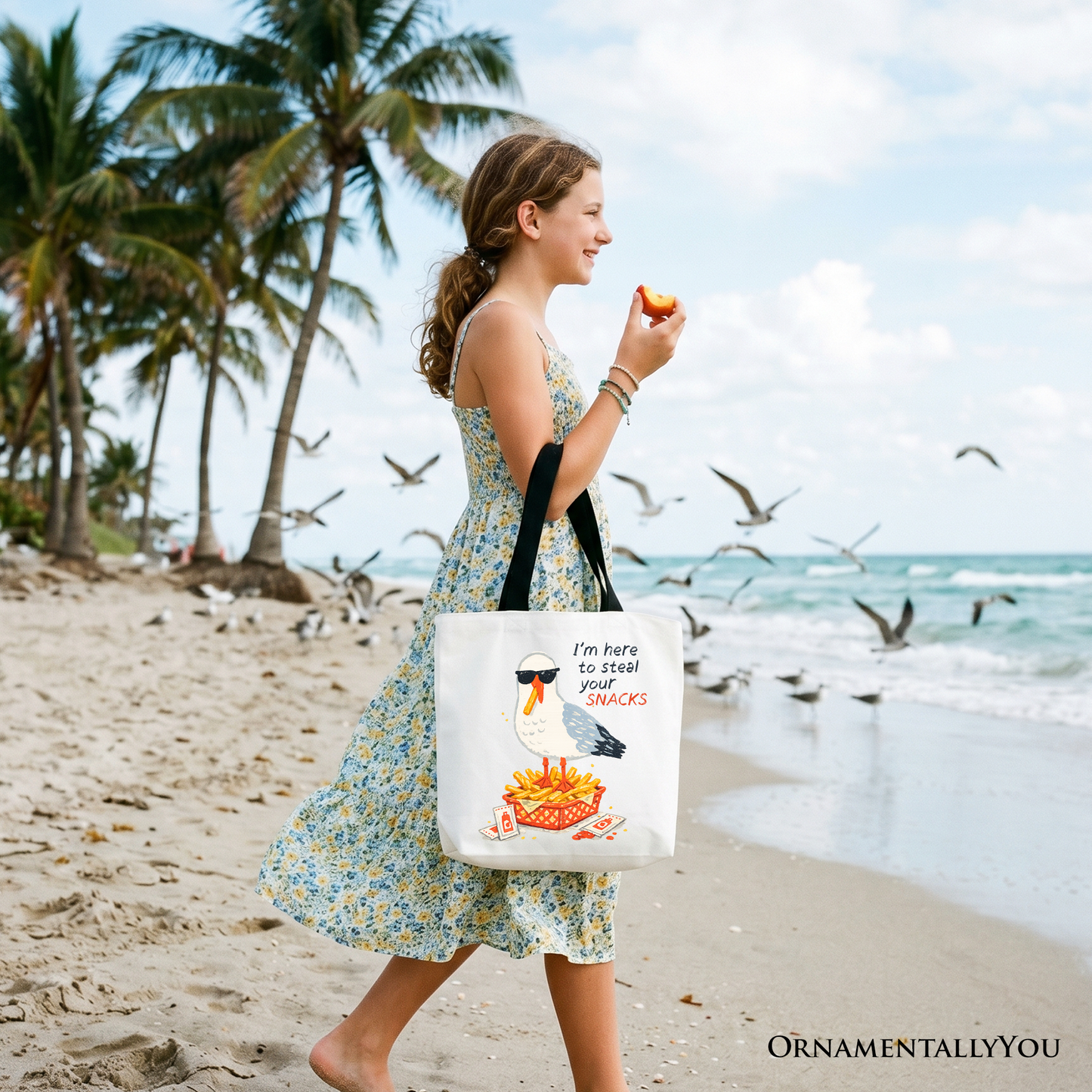 I'm Here To Steal Your Snacks Seagull Tote Bag, Funny Summer Beach Gift Shopper