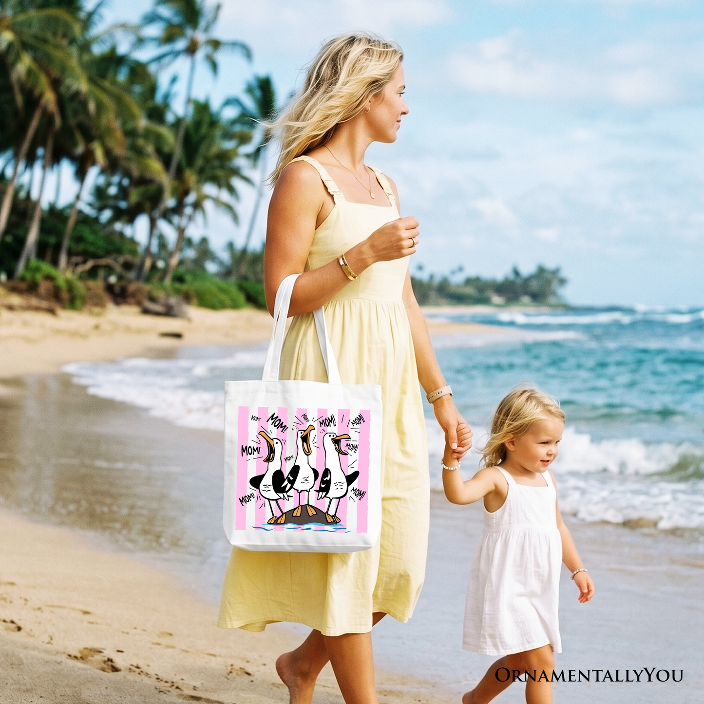 Seagull Mom Coquette Tote Bag, Funny Beach Gift Shopper for Mothers