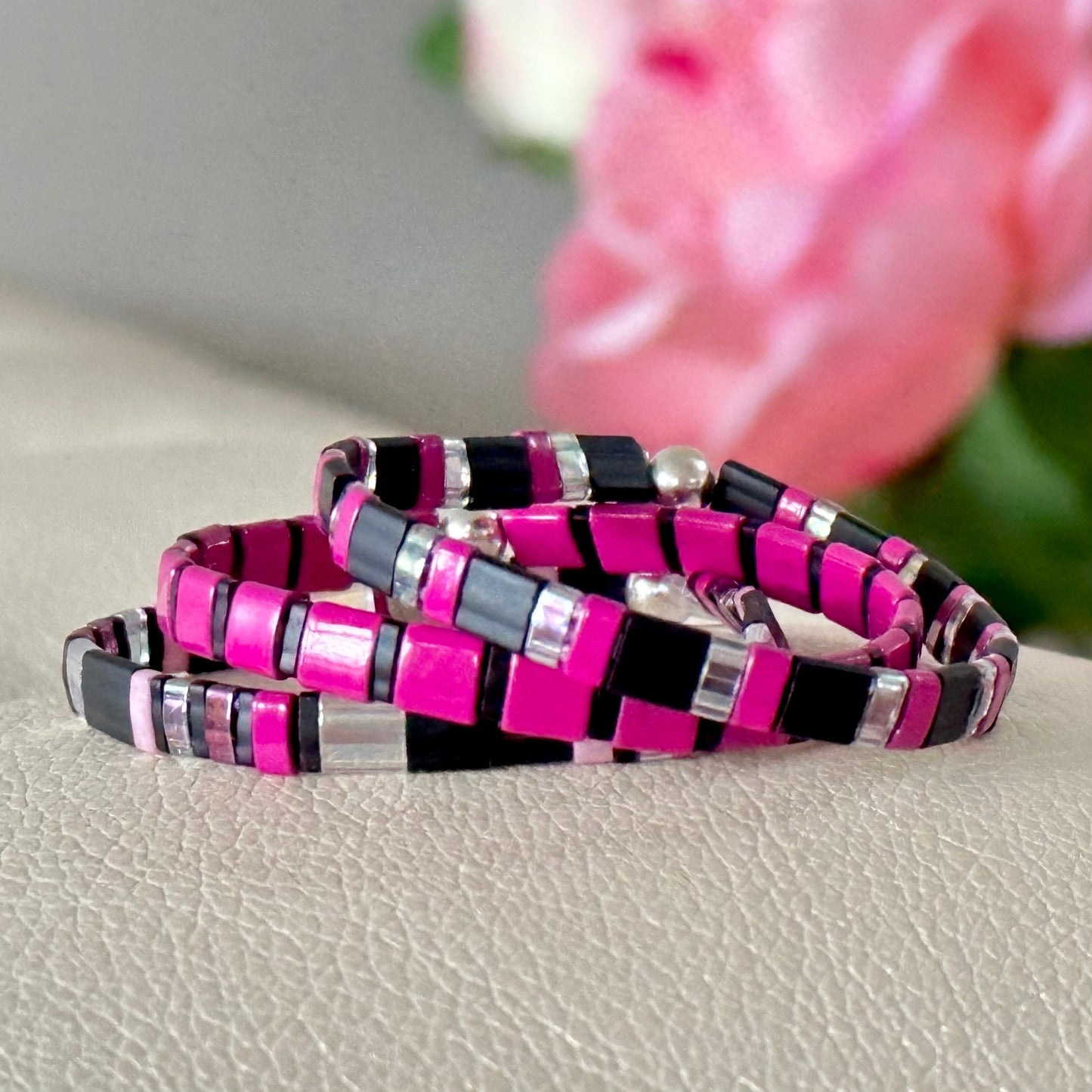 HEART BREAKER - 3 Tila Bead Bracelet Stack