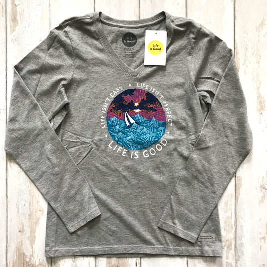 Life Isn't Easy Women's LS V-neck Tee