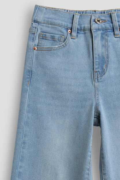 Girls Wide Leg Elastic Waist Jeans