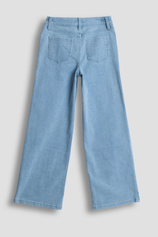 Girls Wide Leg Twill Stripe Pant