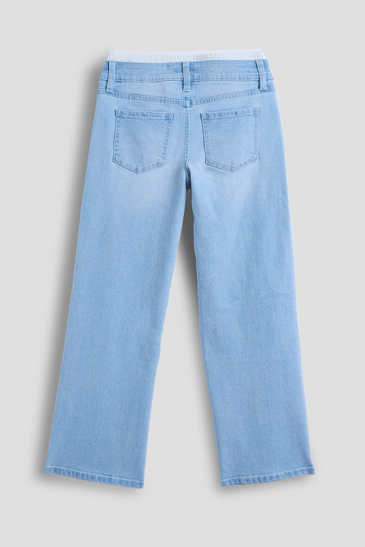 Girls Boxer Waist Wide Leg Jeans