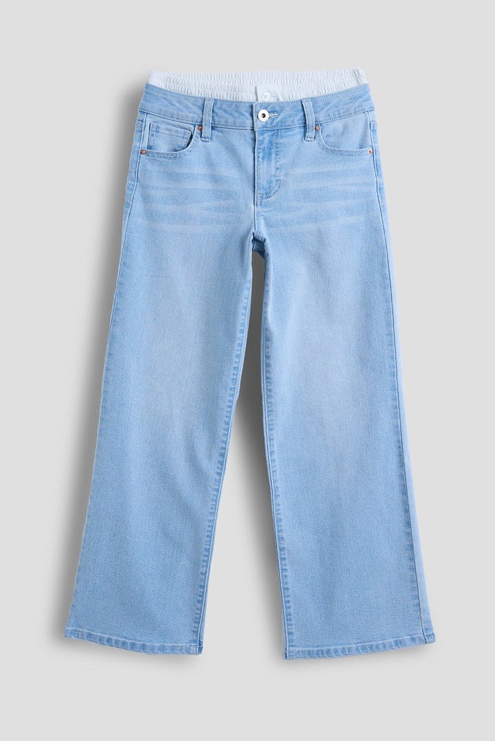 Girls Boxer Waist Wide Leg Jeans