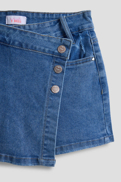 Girls Assymetrical Denim Skort