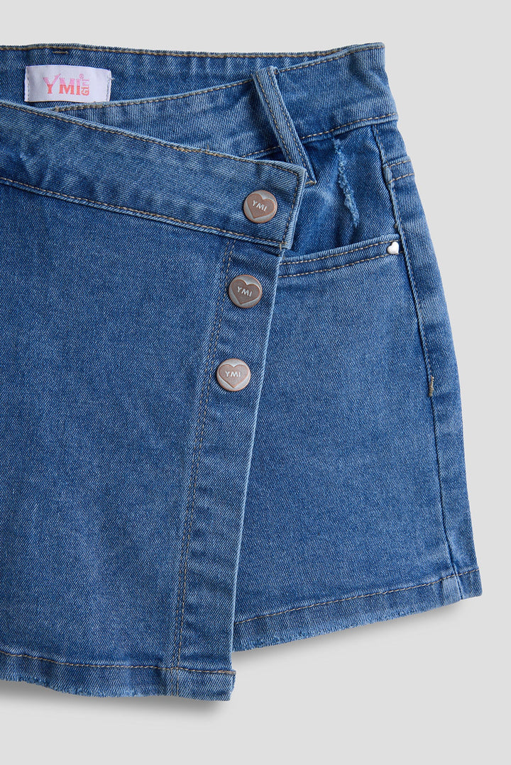 Girls Assymetrical Denim Skort