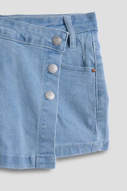 Girls Assymetrical Denim Skort