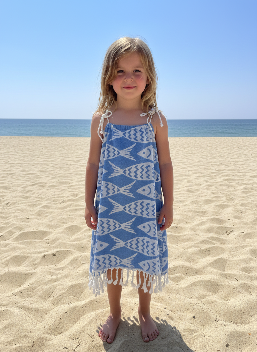 Girls Skipper Cover Up Dress - 100% Turkish Cotton