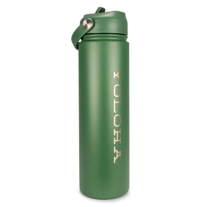 Green Cork Sleeve Bottle with Flip Straw Lid | 25oz