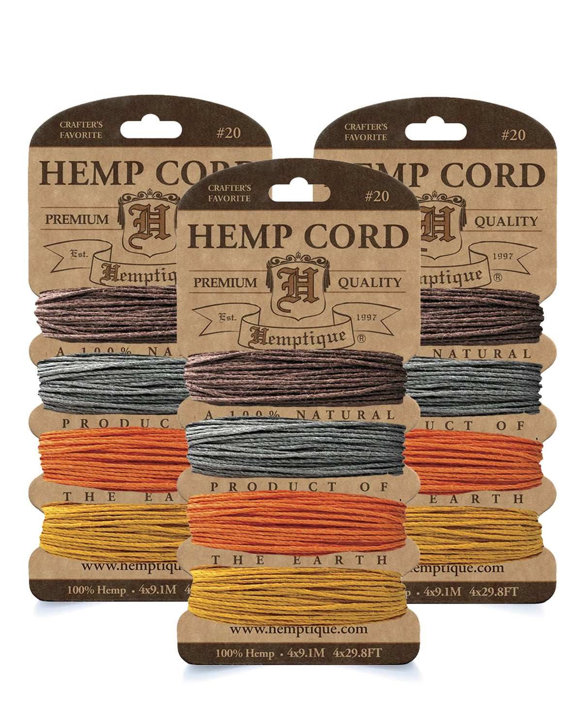 #20 (1mm) Hemp Cord 4-Color Card Value Packs