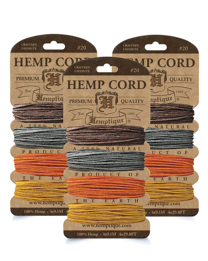 #20 (1mm) Hemp Cord 4-Color Card Value Packs