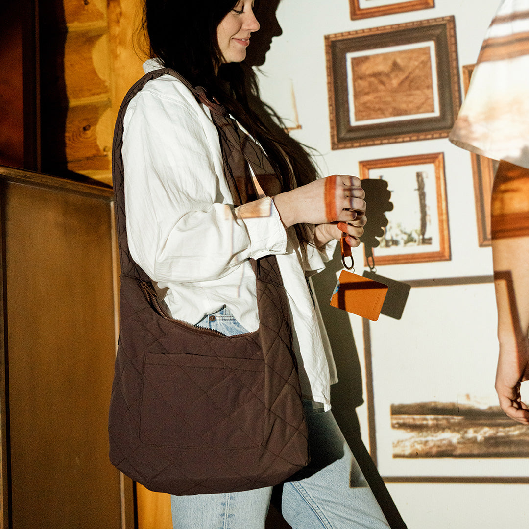 Chocolate Quilted - Large Slouchy Shoulder Bag
