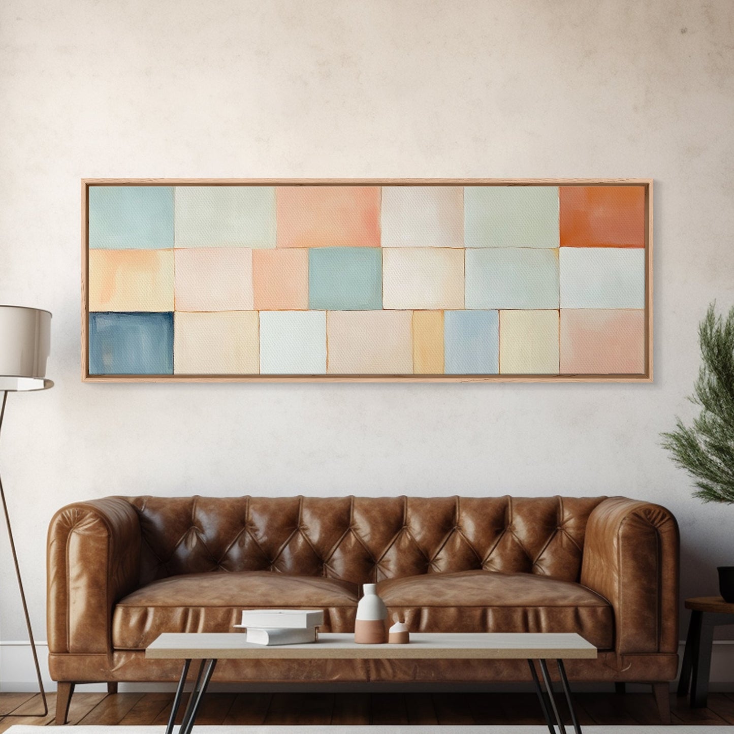 Modern Abstract Framed Canvas | Minimalist Mid Century Modern Wall Art | Large Horizontal Ultra Wide Framed Canvas | MCM Decor