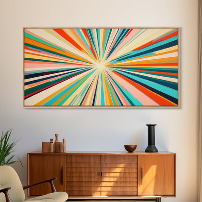 Abstract Star Burst Large Panoramic Wall Art Canvas Print - Horizontal Above Sofa Wall Art - Above Couch Wall Decor - Minimalist Boho Art