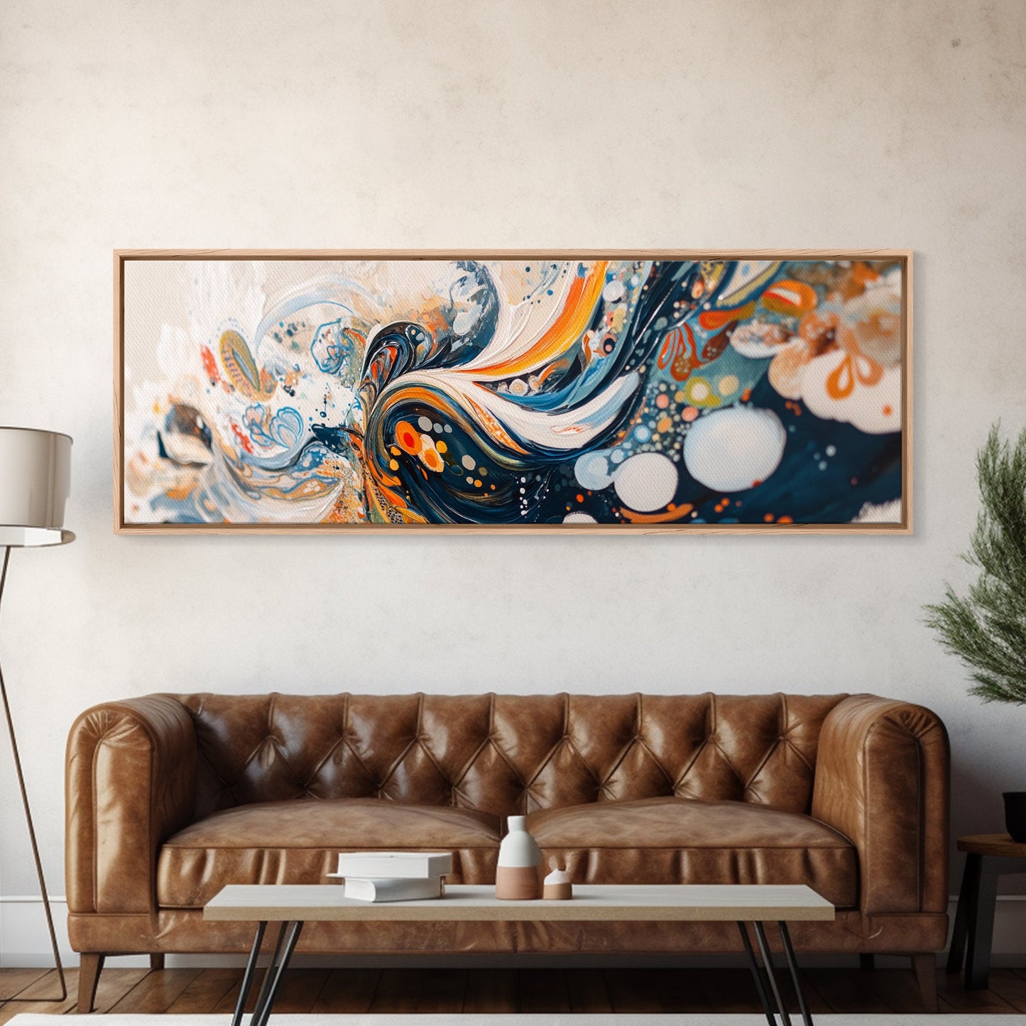 Abstract Swirl Painting, Colorful Modern Art, Bohemian Home Aesthetic, Creative Office, Studio Wall Decor, Canvas Print