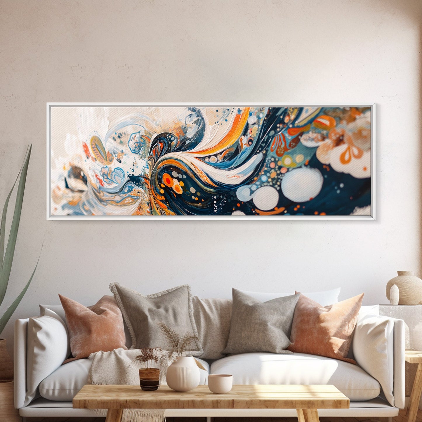 Abstract Swirl Painting, Colorful Modern Art, Bohemian Home Aesthetic, Creative Office, Studio Wall Decor, Canvas Print