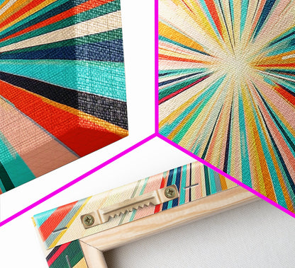 Abstract Star Burst Large Panoramic Wall Art Canvas Print - Horizontal Above Sofa Wall Art - Above Couch Wall Decor - Minimalist Boho Art