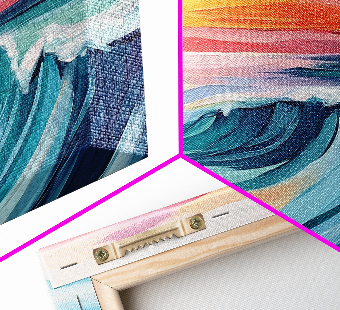 Sunset Wave, Surf Art, Coastal Painting, Nautical Wall Art, Ocean Art, Horizontal Wall Art, Framed Canvas Print, Beach Decor