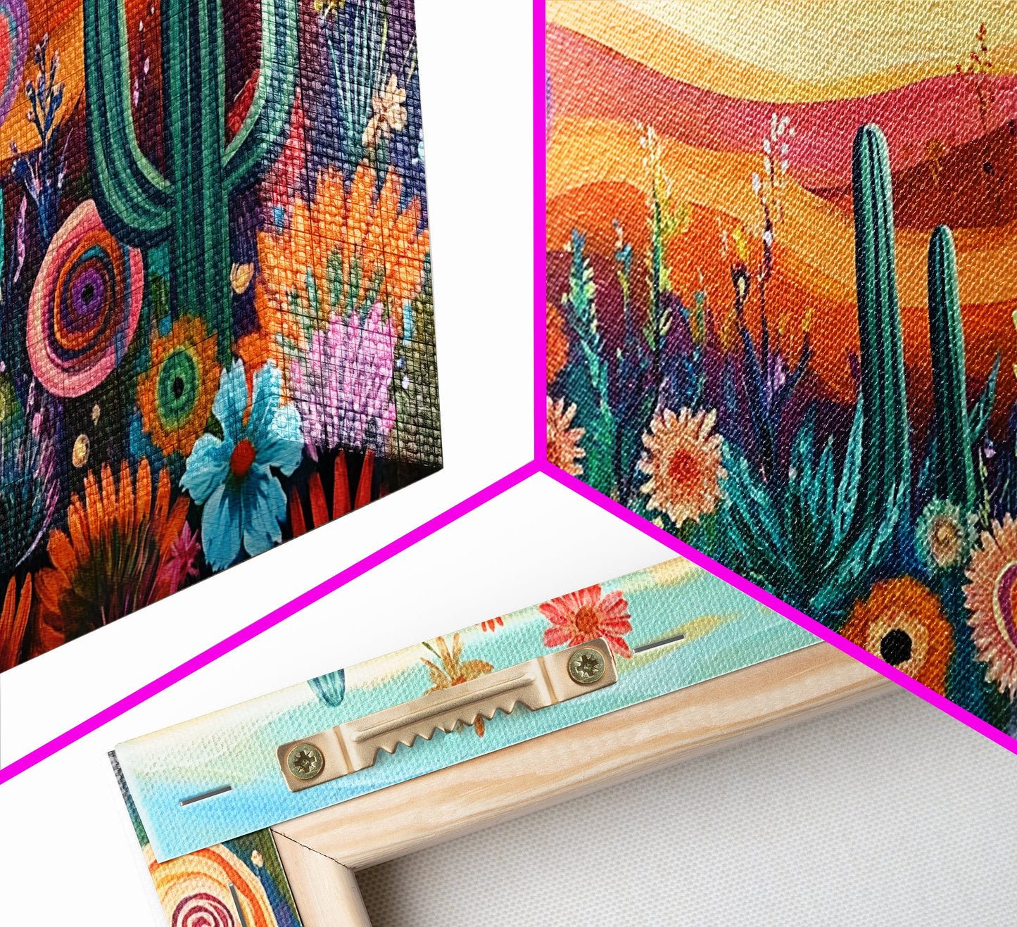 Southwest Desert Art, Boho Art, Wildflower Painting, Pink Orange Wall Art, Colorful Wall Art, Above Bed Wall Art, Canvas Print