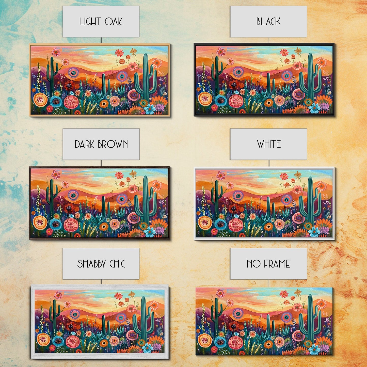 Southwest Desert Art, Boho Art, Wildflower Painting, Pink Orange Wall Art, Colorful Wall Art, Above Bed Wall Art, Canvas Print
