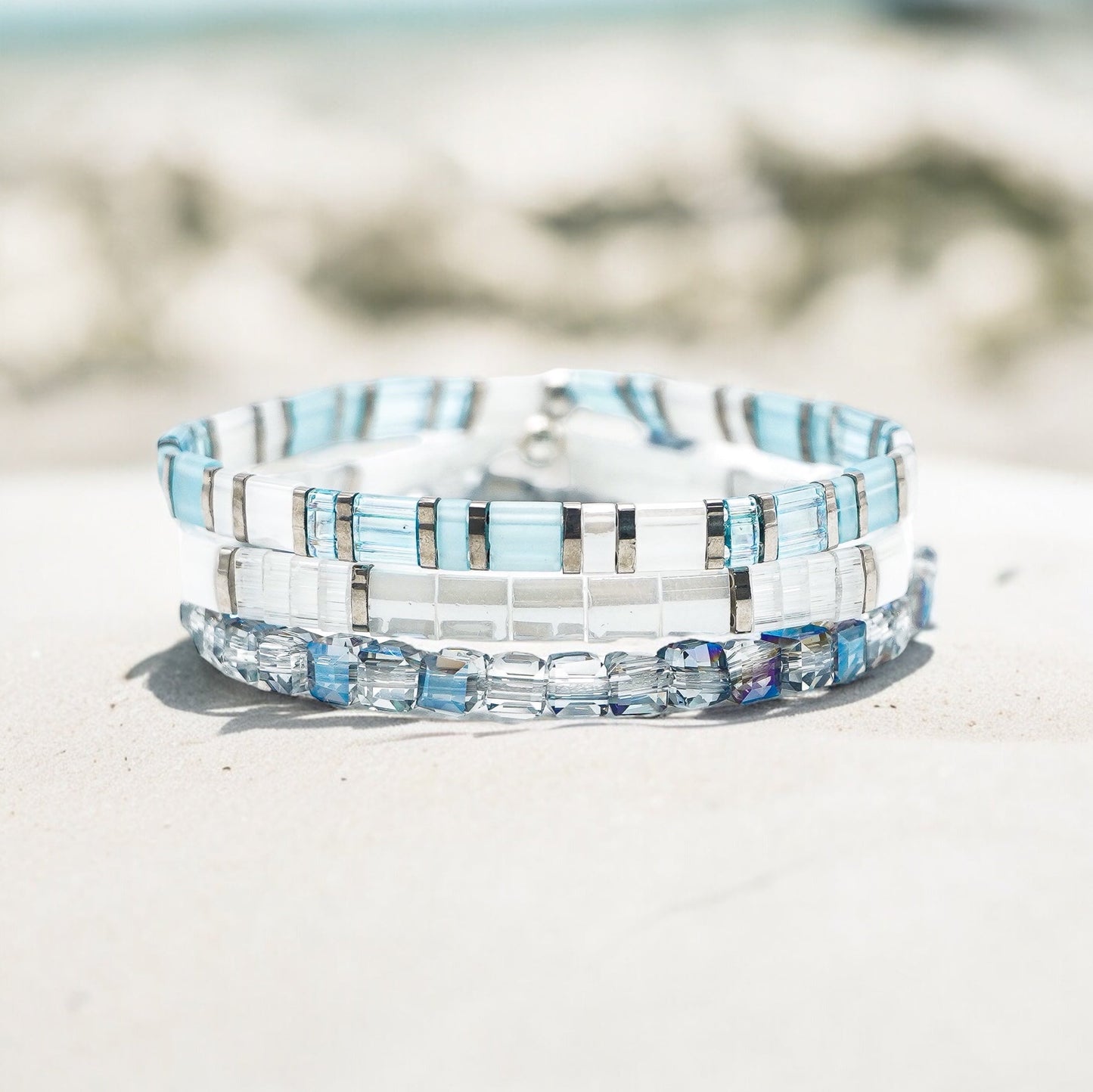 RIVER OF ICE - Tila Bead Bracelet Stack