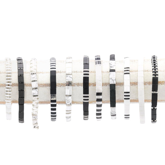 BLACK & SILVER - Tila Bead Bracelets