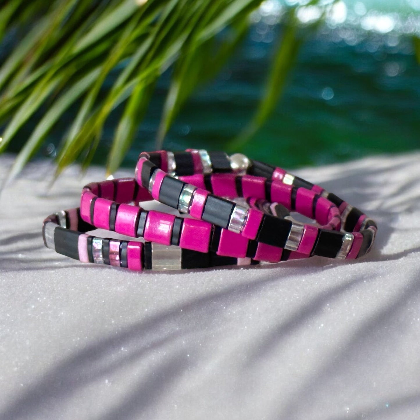 HEART BREAKER - 3 Tila Bead Bracelet Stack
