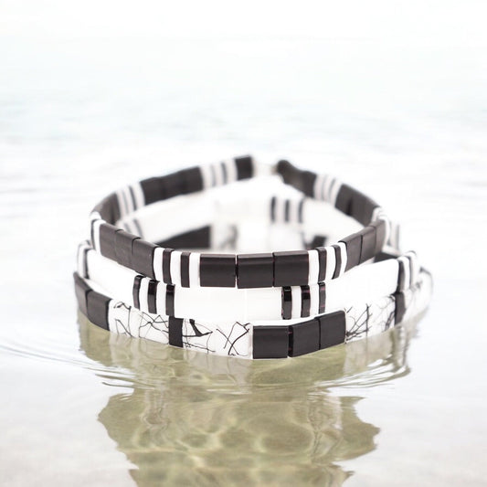 YING YANG  - Tila Bead Bracelet Stack