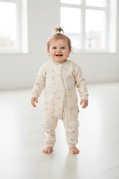 Little Lamb Zip-Up Organic Romper