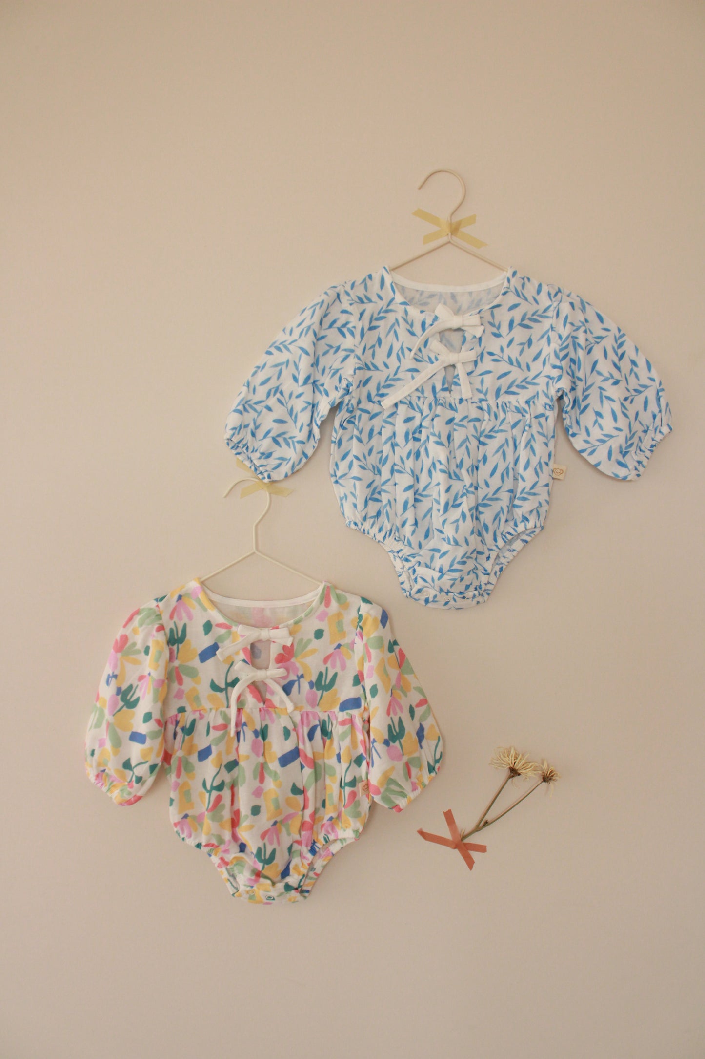 Blue Leaf Tie-Front Romper