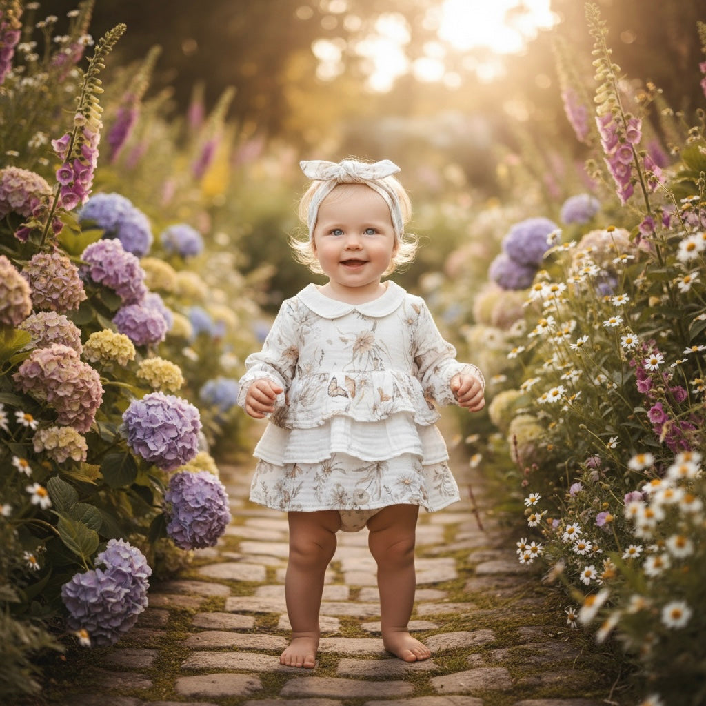 Butterfly Garden Ruffle Dress & Bow
