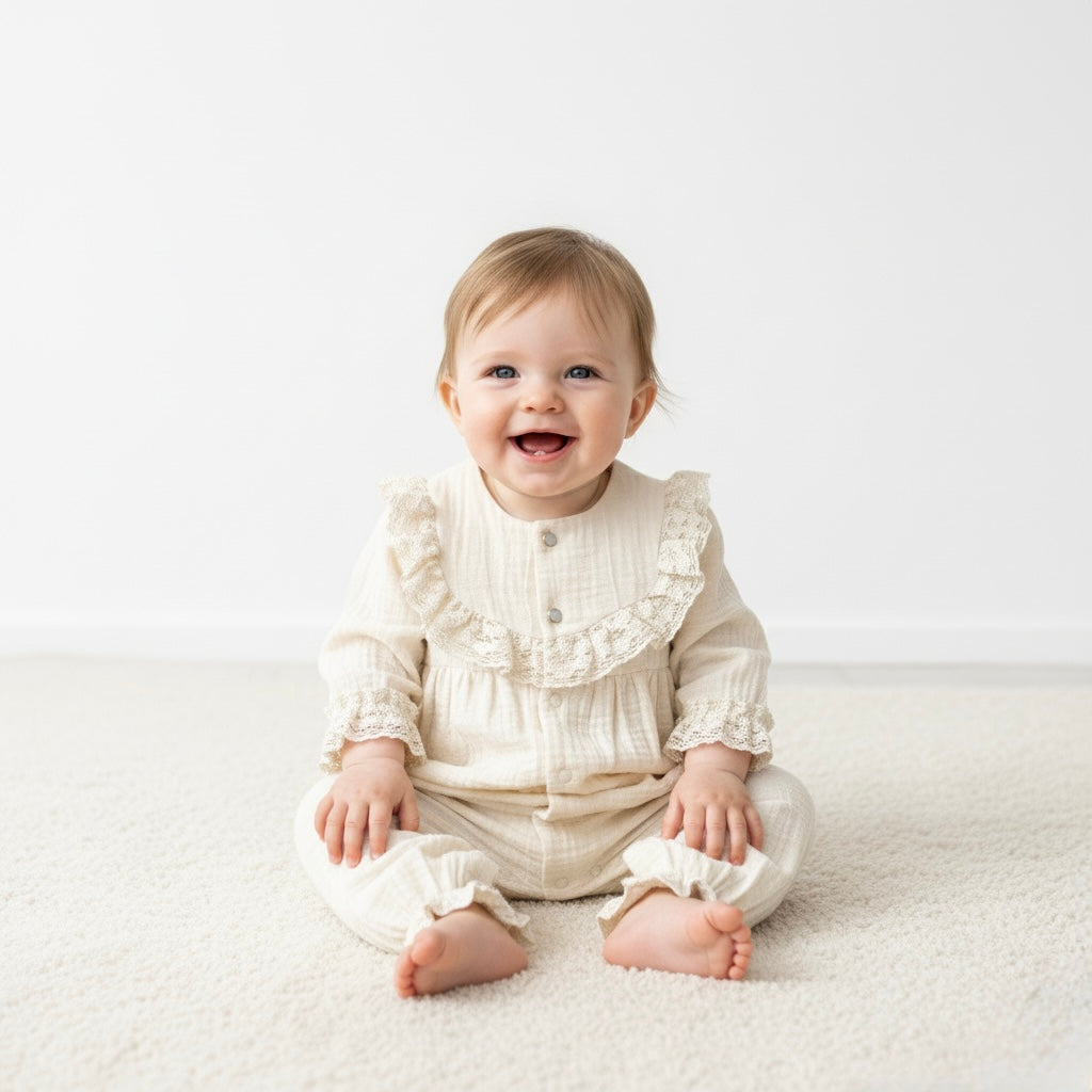 Emilia Ruffle Muslin Romper