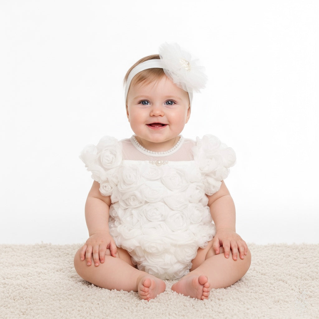 Pearl Rose White Romper