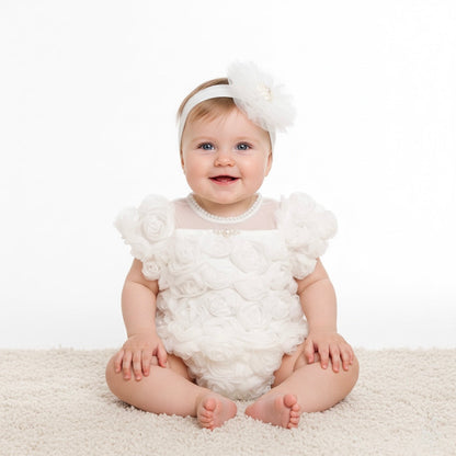 Pearl Rose White Romper