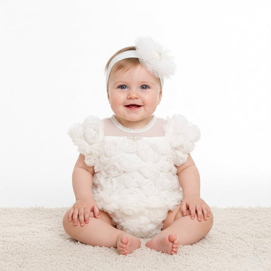 Pearl Rose White Romper