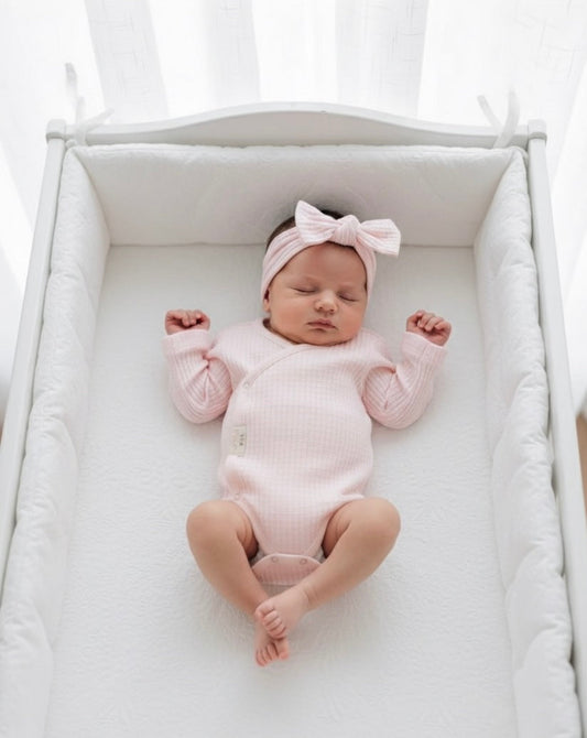 Pink Waffle Knit Wrap Bodysuit