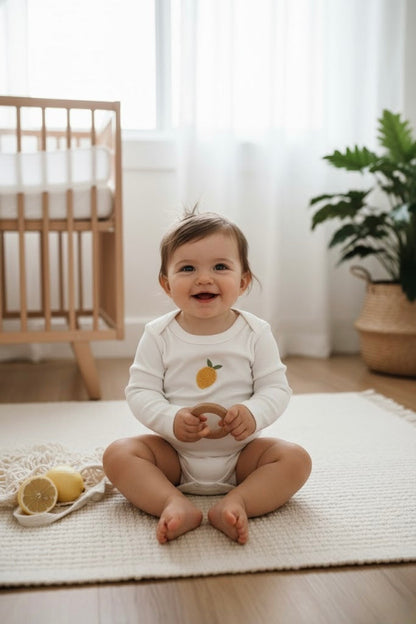 Lemon Patterned Long Sleeve Bodysuit