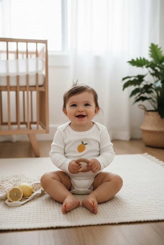 Lemon Patterned Long Sleeve Bodysuit