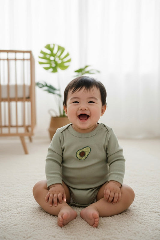 Avocado Patterned Long Sleeve Bodysuit