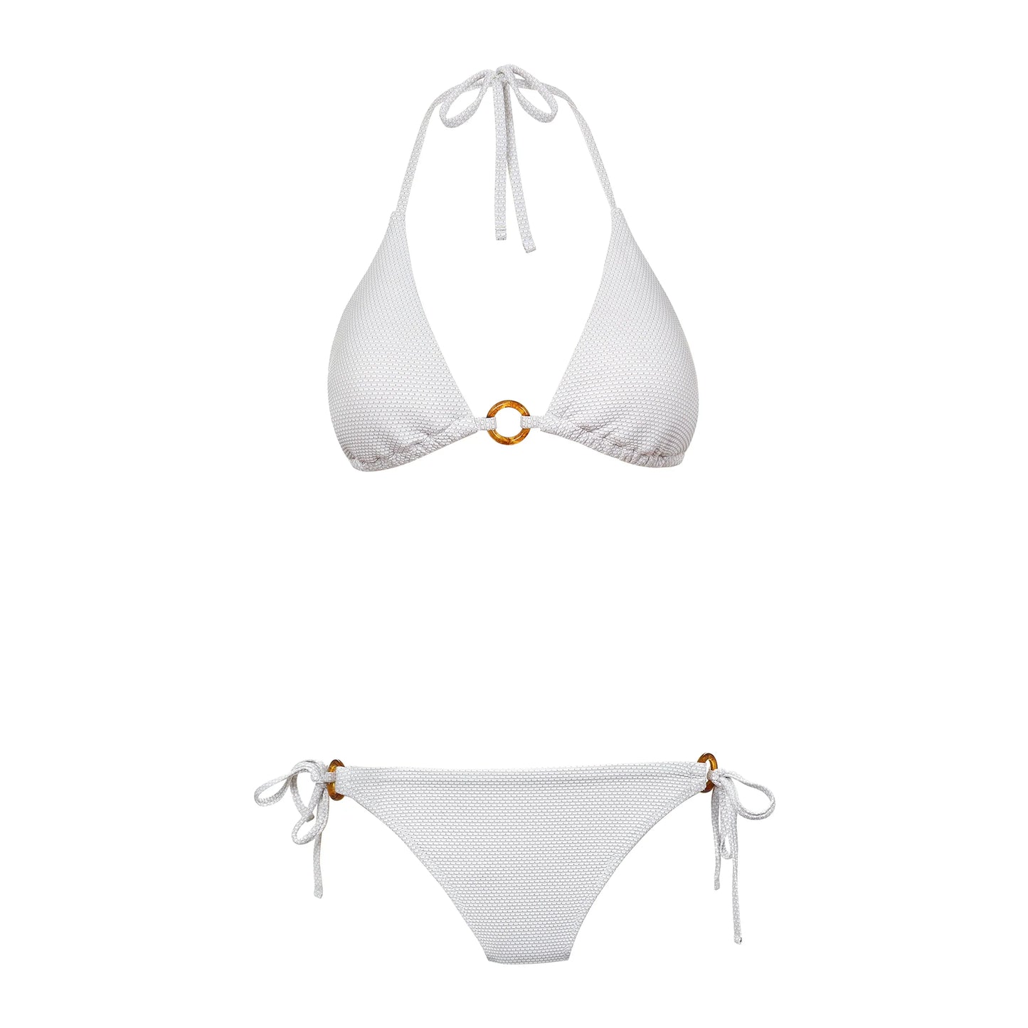 Tortoise Ring String Top  |  White Textured Metallic