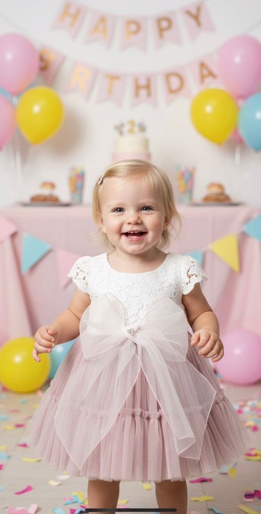 Blush Lace & Tulle Baby Dress