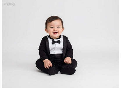 Little Gentleman Tuxedo Baby Romper
